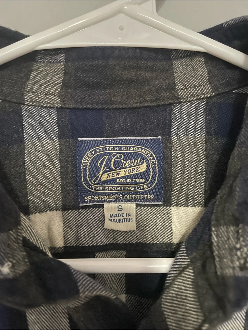 J. Crew Black, White & Navy Plaid Button-Down Flannel Shirt